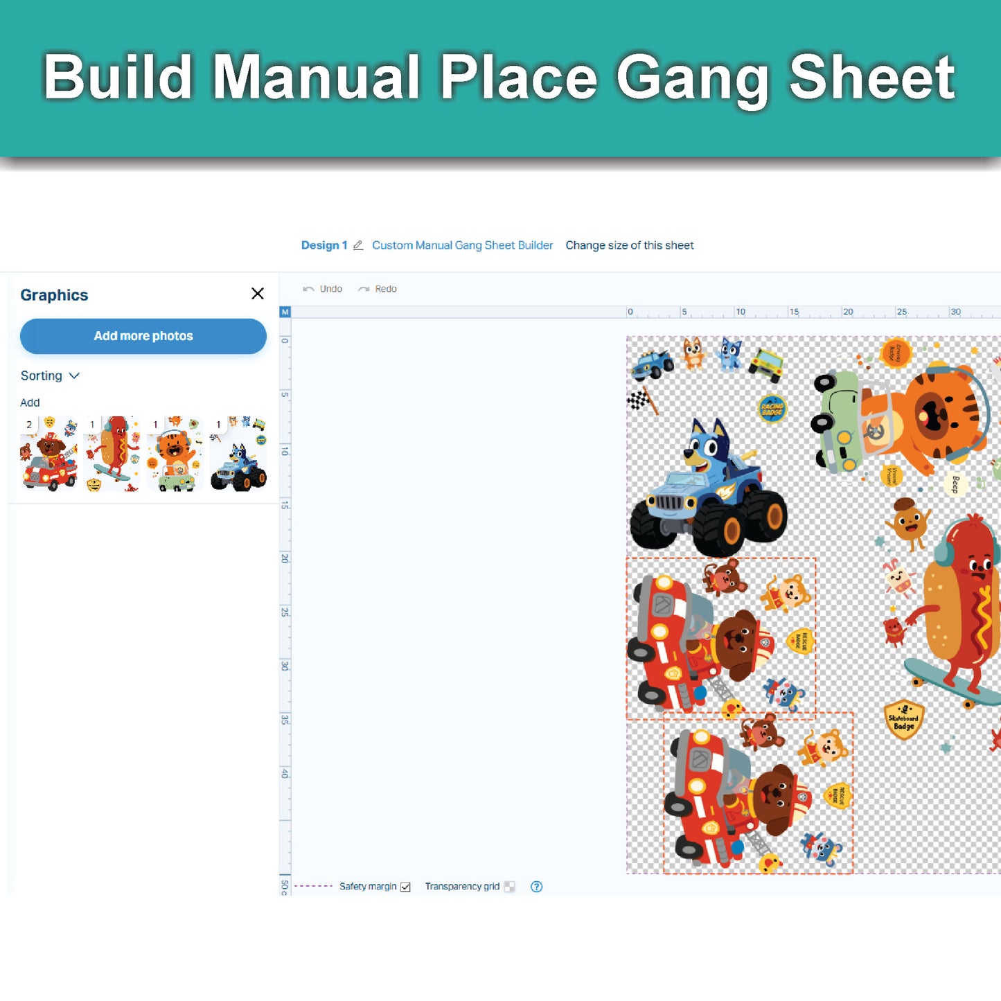 Custom Manual Gang Sheet Builder - 40cm width