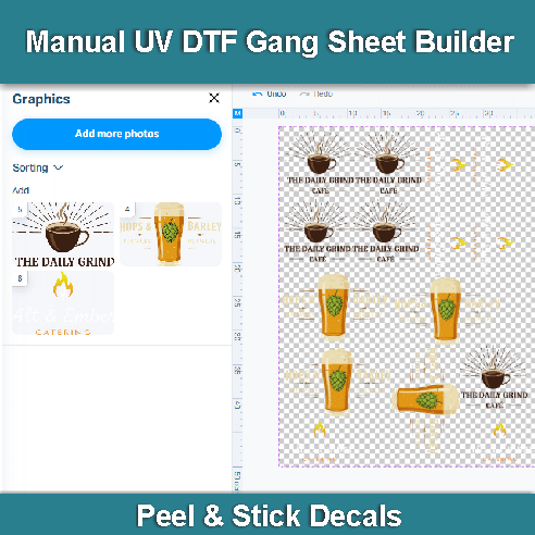 Custom Manual UV DTF Gang Sheet Builder - 40cm width